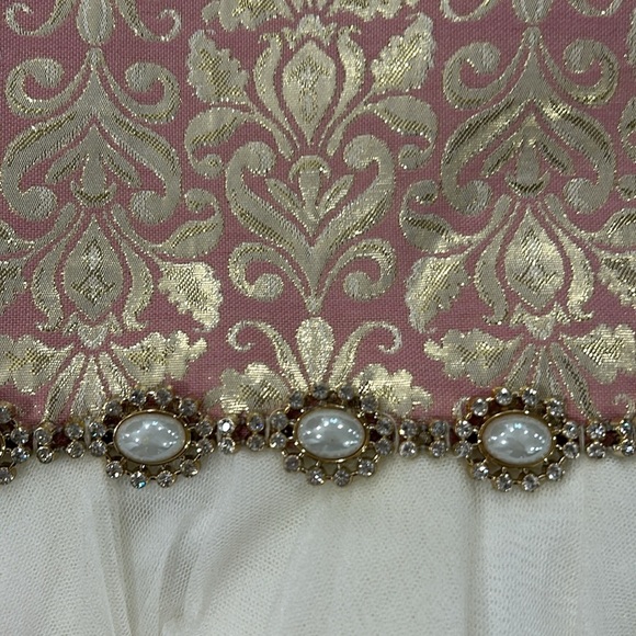 American Princess Pearls and Tulle Sparkle Fancy Dress Size 7 Pink/Cream/Gold - Picture 6 of 15